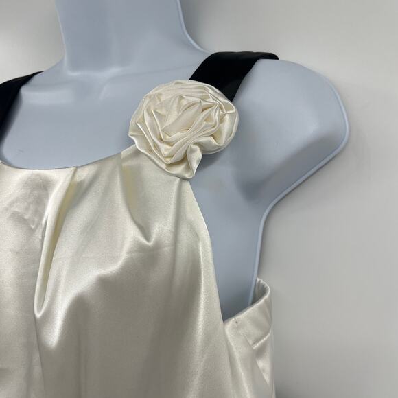 NW Collection Satin Rosette Dress 8 Holiday Old Money Monochrome Audry Hepburn - Picture 4 of 9